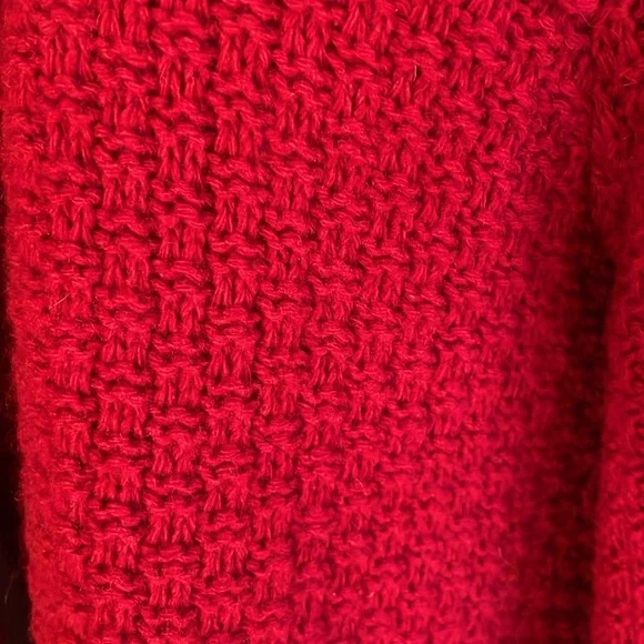 FREE PEOPLE 100% LAMBSWOOL CROPPED RED 3/4 SLEEVE JACKET - L - NWT ! ❤️🎄 - Picture 3 of 12